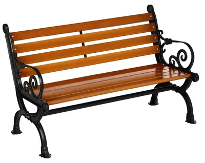 Zdjęcie produktu dla Ławka ogrodowa dwuosobowa, wykonana z aluminium żeliwnego i drewna sosnowego, wymiary: 120x64x79 cm, kolor naturalny, dekoracyjne podłokietniki, wzór lameli, maksymalne obciążenie: 240 kg