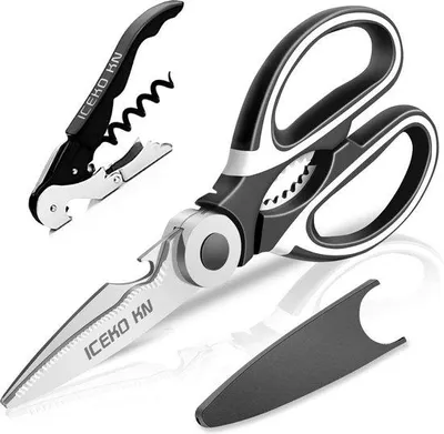 Imagen del producto de Tijeras de cocina Unyqoos® ICEKO-KN, 20,4 cm de longitud total – tijeras multifuncionales para hierbas, ideales para la cocina