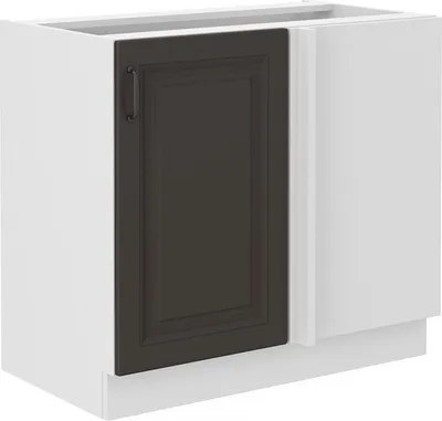 Obrázek produktu pro Prodloužená rohová skříňka SOPHIA - šířka 105 cm, tmavě šedá / bílá