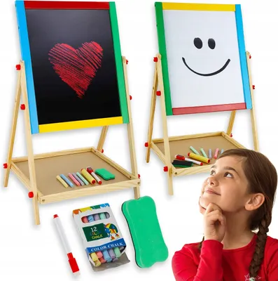 Produktbild von Doppelseitige Magnetkreidetafel Aus Holz + Zubehör 80 Cm