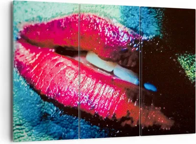 Produktbild von Bild auf Leinwand - Leinwandbild - Lippen Gesicht Frau - 165x110cm - Wand Bild - Wanddeko - Leinwanddruck - Bilder - Kunstdruck - Wanddekoration - Leinwand bilder - Wandkunst - CE165x110-0231