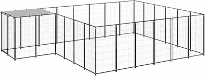 Produktbild von Schwarzer Hundezwinger aus Stahl mit 12,1 m², auch als Freilaufgehege für Kaninchen und Katzenlaufstall geeignet
