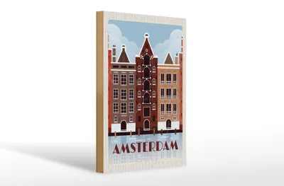 Produktbild von Holzschild Reise 20x30cm Amsterdam Reiseziel Geschenk