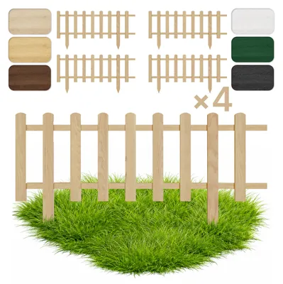 Immagine prodotto di Floranica Set da 4 Staccionata per Giardino 40 cm x 100 cm Natur Recinzione decorativa Steccato in Legno di Pino impregnato