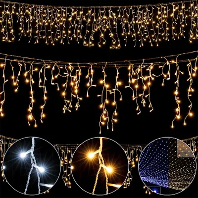 Image de Monzana Guirlande lumineuse 200 LED 10m illumination Blanc chaud décoration noël éclairage cascade intérieur extérieur