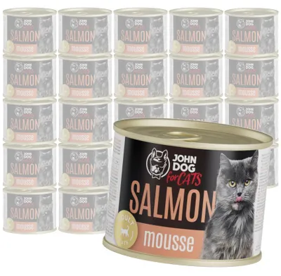 Zdjęcie produktu dla John Dog for Cats Mus z Łososiem 24x200g Bezzbożowa Mokra Karma Dla Kota