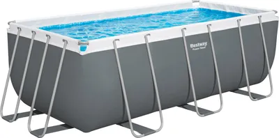 Produktbild von Bestway® Power Steel™ Frame Pool Set mit Sandfilteranlage 412 x 201 x 122 cm, grau, eckig