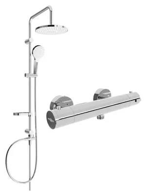 Image de Mexen Erik ensemble de douche apparent avec pommeau de douche et robinet thermostatique Kai, chromé - 77100205-00