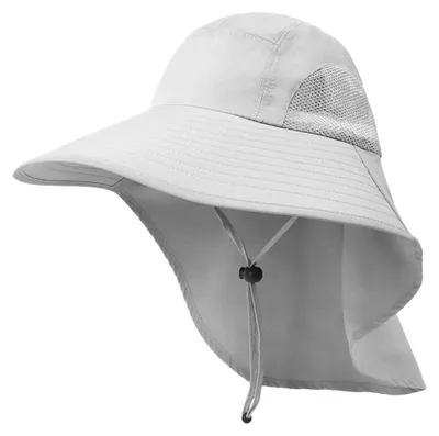 Produktbild von Sonnenschutz-Fischerhut für den Sommer, Outdoor-Sonnenhut für Bergsteigen und Angeln, Nackenschutz, breite Krempe, grau