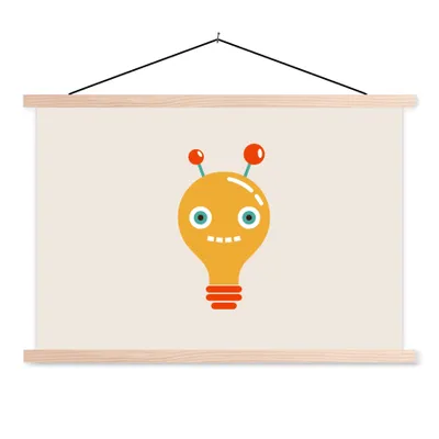 Produktbild von MuchoWow® Textilposter Roboter - Glühbirne - Gesicht - Antenne - Kinder 60x40 cm mit holzfarbenen Rahmen - Bilder