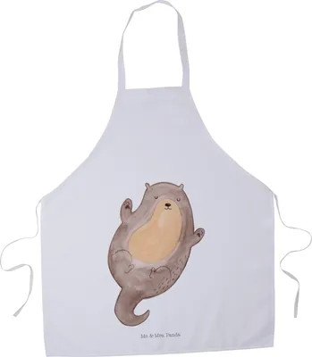 Produktbild von Mr. & Mrs. Panda Schürze Otter Umarmen - Weiß - Geschenk, Hallo, Kochkleidung, Kochschürze, Arbeitsschürze, Optimistisch, Küchenschürze, Küchenzubehör, Seeotter See