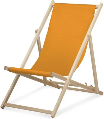 Produktbild von Liegestuhl - einfarbig - Ocker - klappbar - aus Buchenholz - bis 95kg belastbar - 3fach verstellbare Lehne - Strandliege