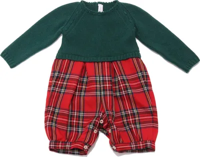 Produktbild von 6888AD tutina bimba Mädchen M. FERRARI grün/rot Schottenkaro Wollstrampler Kinder