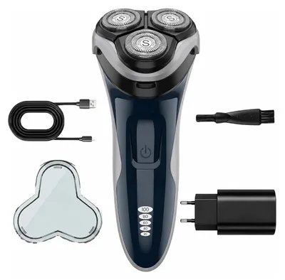 Obrázek produktu pro 120 minut. Tichý, mokrý a suchý zastřihávač. Zastřihávač pro muže, elektrický, tmavě modrý
