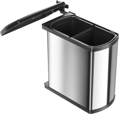 Obrázok produktu pre Hailo odpadkový kôš kuchynský, vstavaný zo skrinky 45 cm, 2-komorový odpadkový kôš