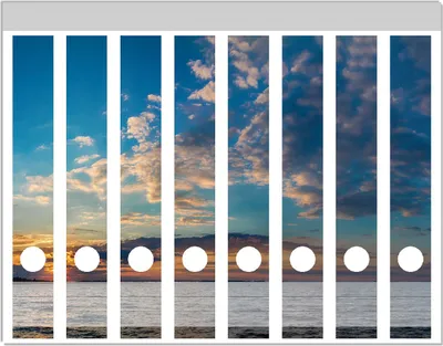 Produktbild von Wallario Ordnerrücken Sticker, selbstklebend für schmale Ordner, 8 Stück, Motiv Sonnenuntergang über einem Fluss