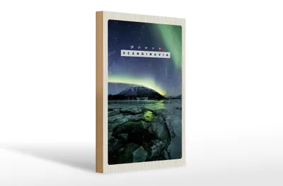 Produktbild von Holzschild Reise 20x30cm Skandinavien Natur Eis Gebirge Schnee