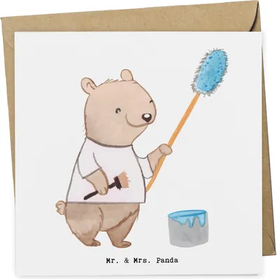 Produktbild von Mr. & Mrs. Panda Grußkarte Maler Herz - Weiß - Geschenk, Renovieren, doppelkarte, Malerbetrieb, Malermeister, faltkarte, Glückwunschkarte, Tapezieren, anlasskarte