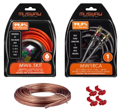 Produktbild von Musway MW6.5KIT - 5m Kabelkit VOLLKUPFER 6mm² mit Sicherung inkl. je 1m Cinchkabel Lautsprecherkabel