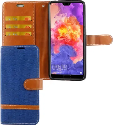 Produktbild von Huawei P20 Pro Handy Hülle Schutz-Tasche Case Cover Kartenfach Etuis Wallet Blau