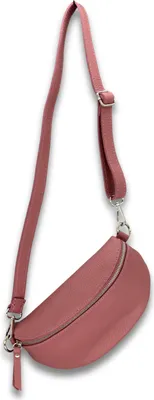 Produktbild von Bauchtasche Damen Echtleder Umhängetasche mit Ledergurt, Altrosa