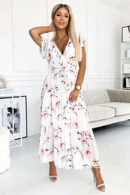 Produktbild von Numoco Geblümtes Kleid für Frauen Lisa weiß-pfirsich Universal