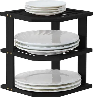 Produktbild von Famanu Servier-Organizer Bamboe - 25 x 25 x 25 cm, 3 Etagen, schwarz