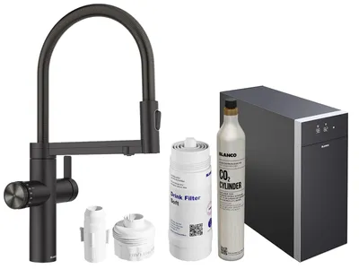 Produktbild von Blanco Set Trinkwasserarmatur Choice Icona Schwarz Matt + Kühl- und Karbonisierungseinheit Choice.All