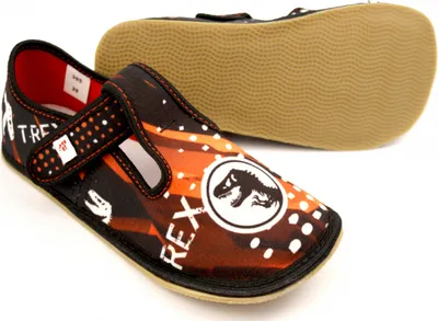Produktbild von Hausschuhe BAREFOOT EF 395 T-REX Schwarz Rot