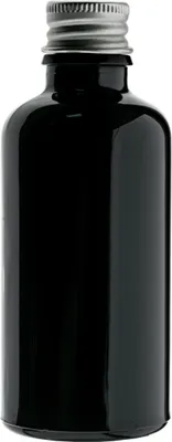 Image de Flacon en verre noir 10 ml avec bouchon en aluminium, filetage 18/415