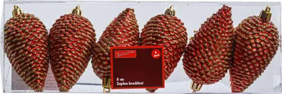 Produktbild von Trendline Weihnachtskugeln Zapfen bruchfest, langlebig 8 cm rot 6 Stück