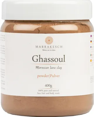 Produktbild von MARRAKESCH Ghassoul Lavaerde Pulver 400g | Original Marokkanische Tonerde als Gesichtsmaske für Gesichtsreinigung | Natürliches Peeling für Gesicht Haut und Haare | Wascherde als Körperpflege