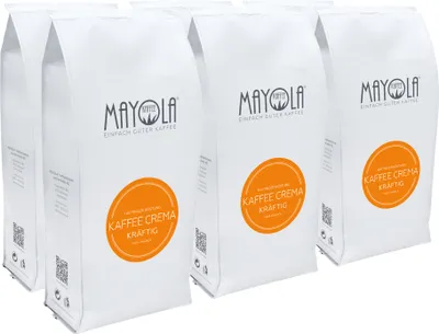 Produktbild von MAYOLA Kaffee Crema Kräftig, 6x1000g | ganze Bohne | fair & nachhaltig produziert | Langzeitröstung