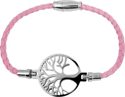 Produktbild von Akzent Echtlederarmband, geflochten mit Edelstahlelement Lebensbaum