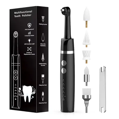 Produktbild von Zahnpoliergerät, Zahnpolierset für  Aufhellung der Zähne, wiederaufladbares USB-Zahnpoliergerät mit LED-Licht, 5 Aufsätze, 5 Geschwindigkeitsstufen