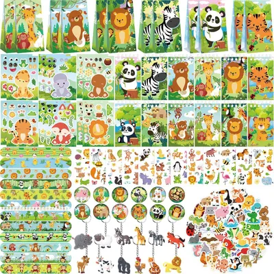 Imagen del producto de Partyset "Animales Salvajes", 134 piezas, decoración para fiestas de cumpleaños infantiles