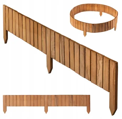 Image de Palisade de jardin - Bordure de pelouse - Bois - Aspect chêne - Facile à installer - 15 x 116 cm - Chêne