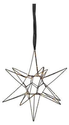 Produktbild von Hängender 3D Metallstern ,Lizzy', 60 warmweiße LEDs, mehrzackig, schwarz, Ø 47cm