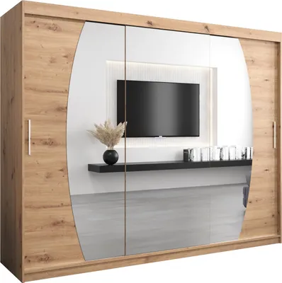 Produktbild von Kleiderschrank, Schiebetürenschrank Schlafzimmer, Schrank mit Spiegel ELYPSE 250 cm