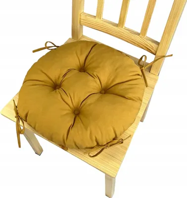 Produktbild von Stuhlkissen, Rundes Stuhlkissen, Sitzkissen, Senffarbe, 35x8cm, Kissen für Wohnstühle und Gartenmöbel, Gartenkissen,