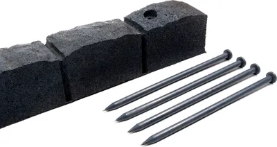 Produktbild von FORTENA Gartenpalisade Beeteinfassung Rasenkante Beetumrandung 120 cm Grau Gummi Beetkante