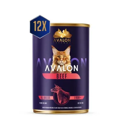 Produktbild von Avalon Nassfutter Katze Rind – Getreidefrei – 75% tierische Proteine – Premium Katzenfutter in Sauce – Hohe Akzeptanz – 12x410g