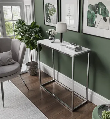 Produktbild von Konsolentisch MODERN 80 cm  Weiß Hochglanz/Chrom