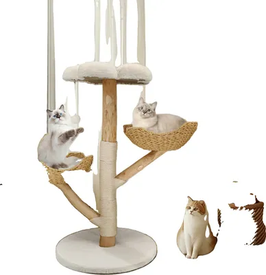 Produktbild von Katzenbaum Aktivitätszentrum, modernes minimalistisches Design, langlebiger Kratzbaum,Holz und Weiß