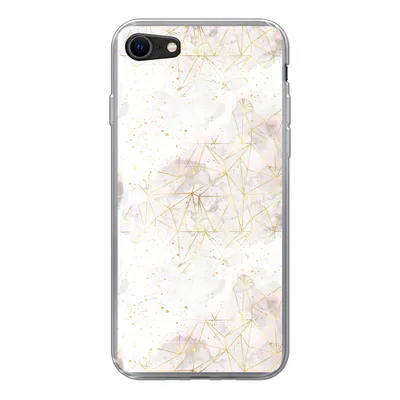 Produktbild von MuchoWow® Handyhülle Schutzhülle Hülle für iPhone SE 2020 Marmor - Geometrie - Gold Silikon Softcase Handy Hülle - Kartenbesitzer