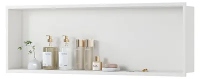 Image de Niche de douche encastrée - Acier inoxydable 304 - Avec cadre - 90 cm - Blanc