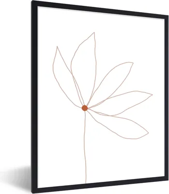 Produktbild von MuchoWow® Gerahmtes Poster Minimalismus - Blumen - Linienkunst 60x80 cm - Poster mit Schwarzem Bilderrahmen Wandposter Rahmen Foto Bilder - Premium - Wanddeko Wohnzimmer
