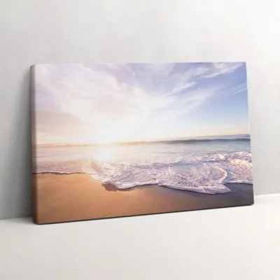 Produktbild von Sonnenaufgang über dem Strand und dem Meer – Leinwandbild Wandbild – 30x20 cm – Leinwandbilder – Wandbilder – Schlafzimmer – Flur