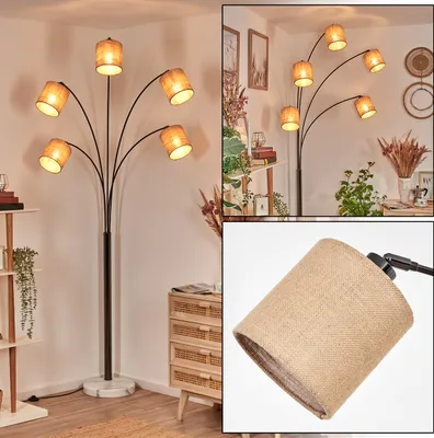Produktbild von Tubione Stehlampe aus Metall/Leinen in Schwarz/Chrom/Weiß/Natur