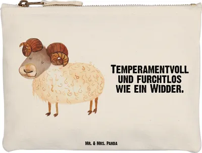 Produktbild von Mr. & Mrs. Panda Schlamper Sternzeichen Widder Größe M - Weiß - Geschenk, Federtasche, Schlampermäppchen, Mäppchen, Schafbock, Bock, Kulturbeutel, Geburtstag März, April